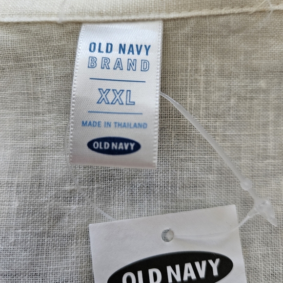 NWT - Linen Old Navy Button Down Light Tan Shirt - Size XXL - Picture 3 of 11